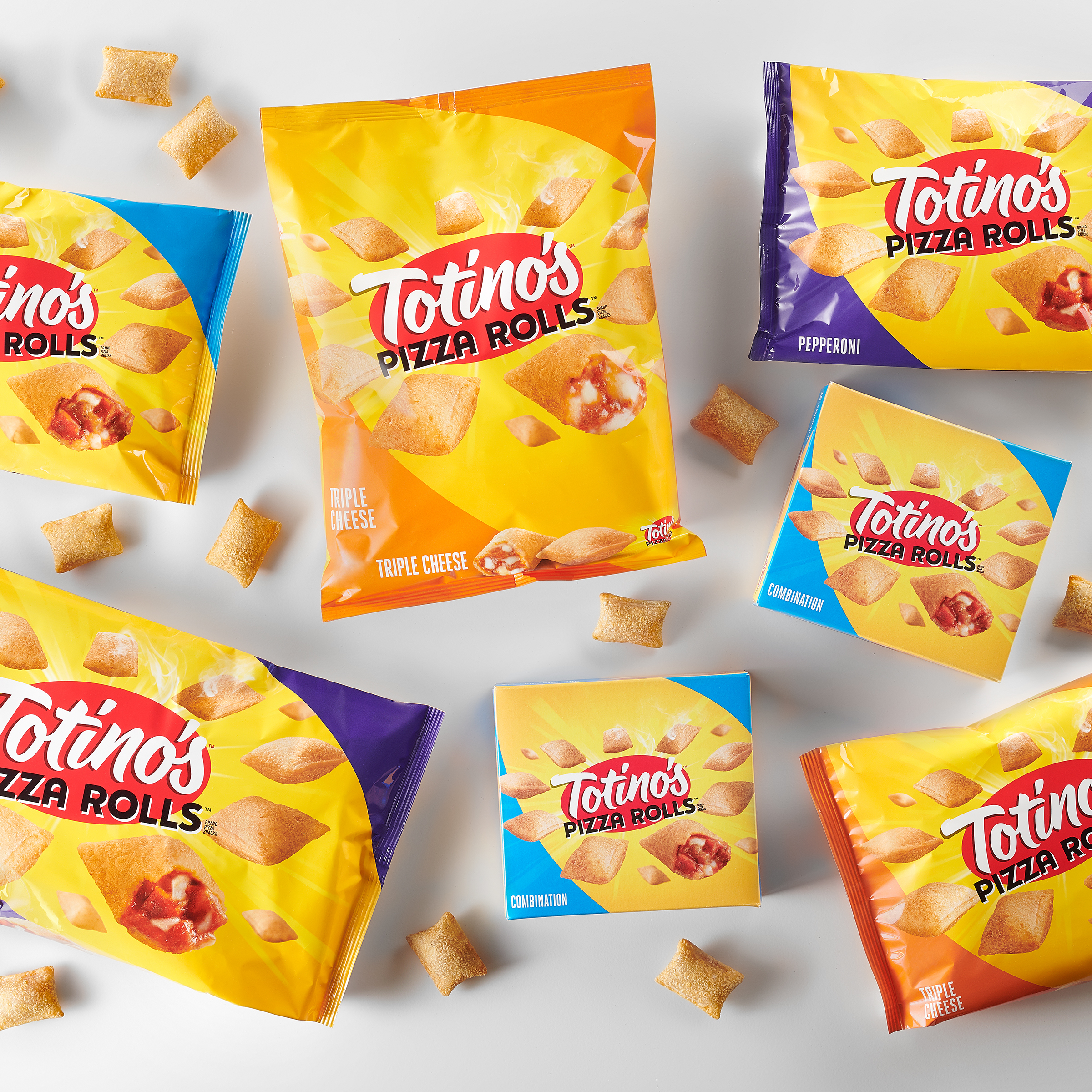 Packages of Totino's pizza rolls