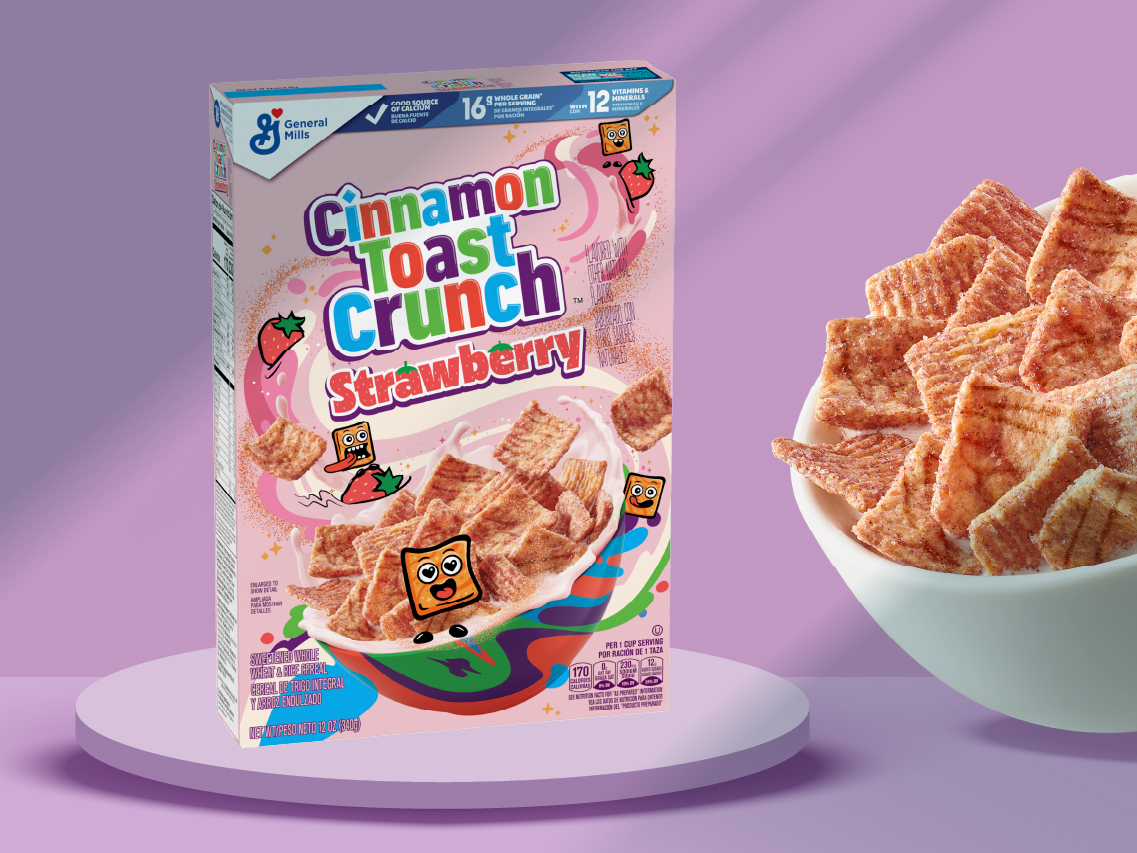 Box of Cinnamon Toast Crunch Strawberry cereal