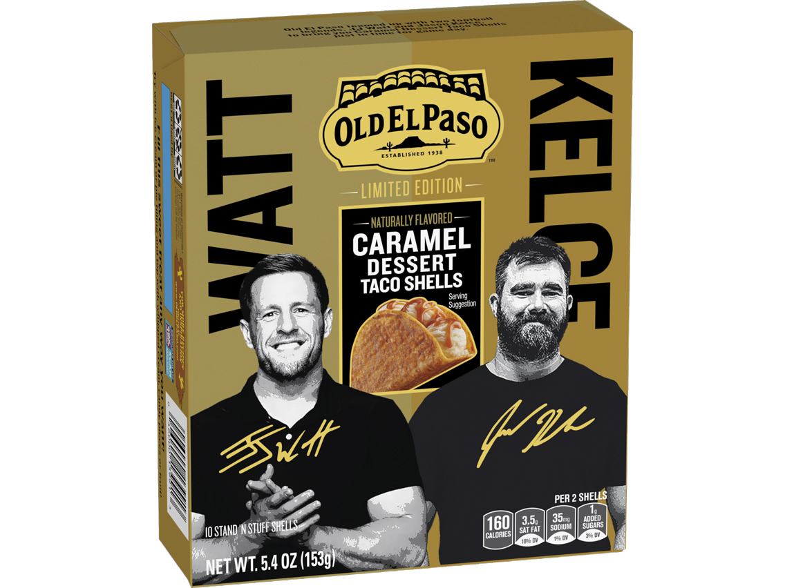 Old El Paso scores big with its new Caramel Dessert Taco Shells and launches with limited-edition packaging featuring J.J. Watt and Jason Kelce.